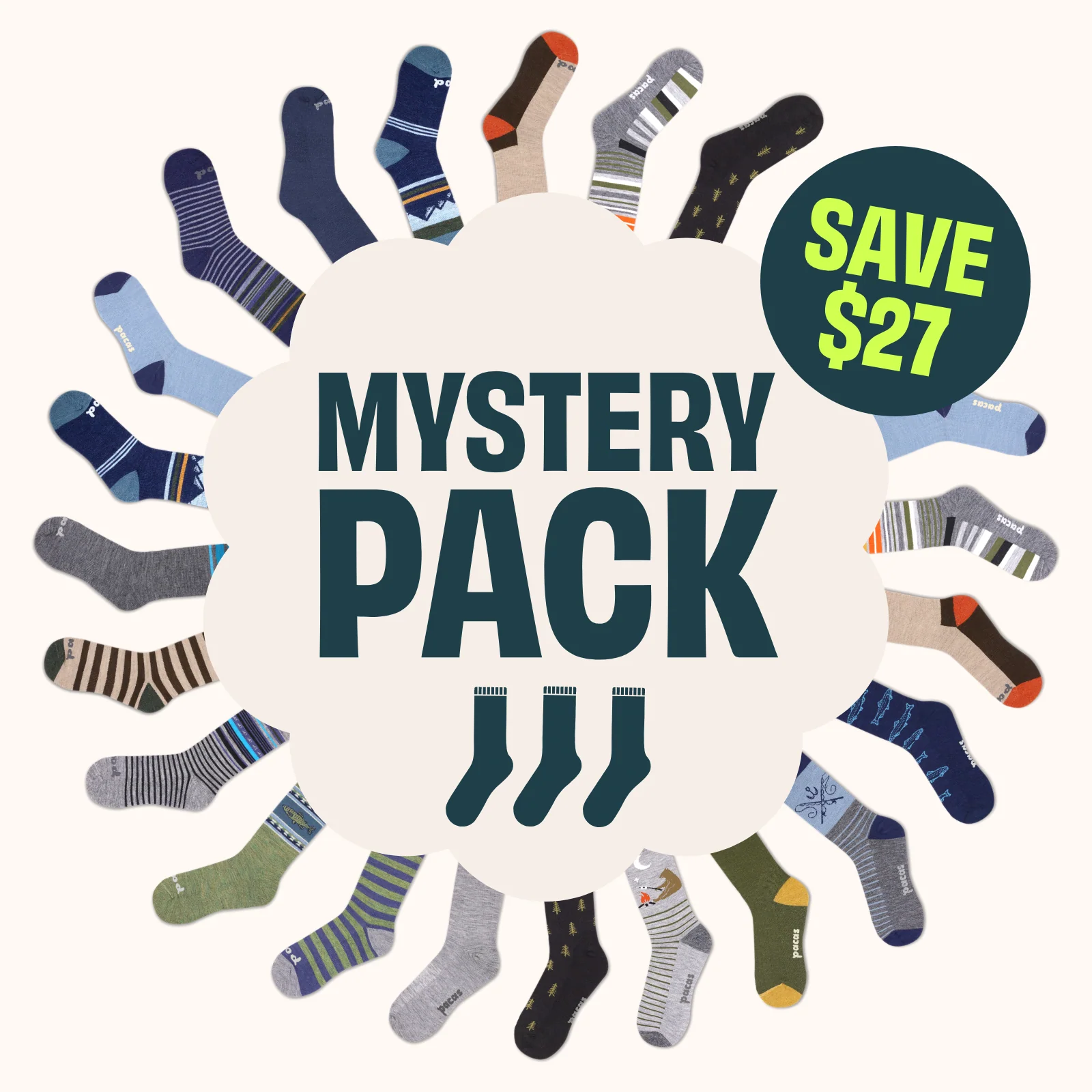3 Pack - Men's Crew Pacas Socks - Image 105