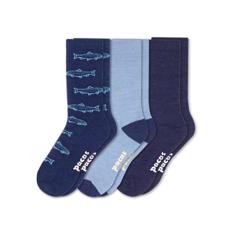 3 Pack - Men's Light-Weight Crew Pacas Socks - Image 102