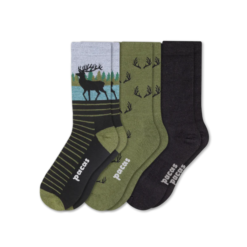 3 Pack - Men's Light-Weight Crew Pacas Socks - Image 104