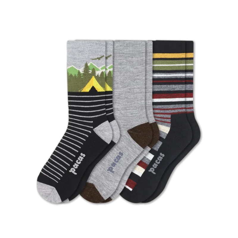 3 Pack - Men's Light-Weight Crew Pacas Socks - Image 119