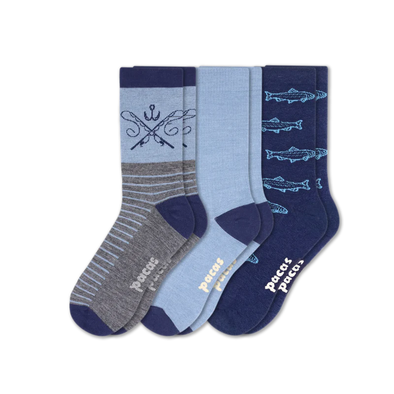 3 Pack - Men's Light-Weight Crew Pacas Socks - Image 60
