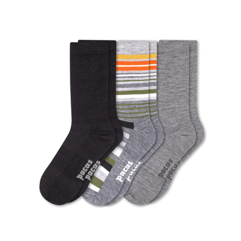 3 Pack - Men's Light-Weight Crew Pacas Socks - Image 63