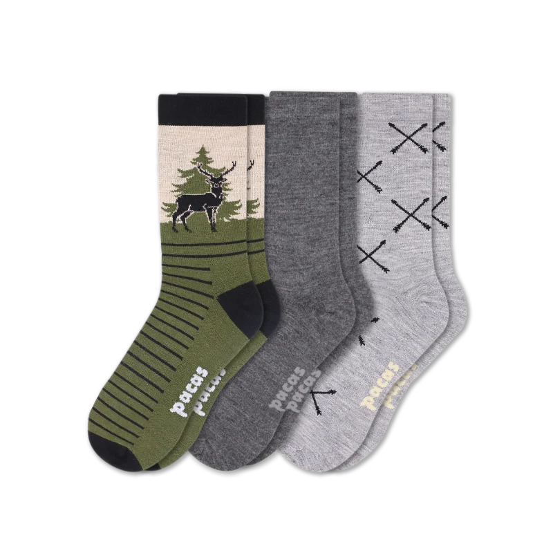 3 Pack - Men's Light-Weight Crew Pacas Socks - Image 67