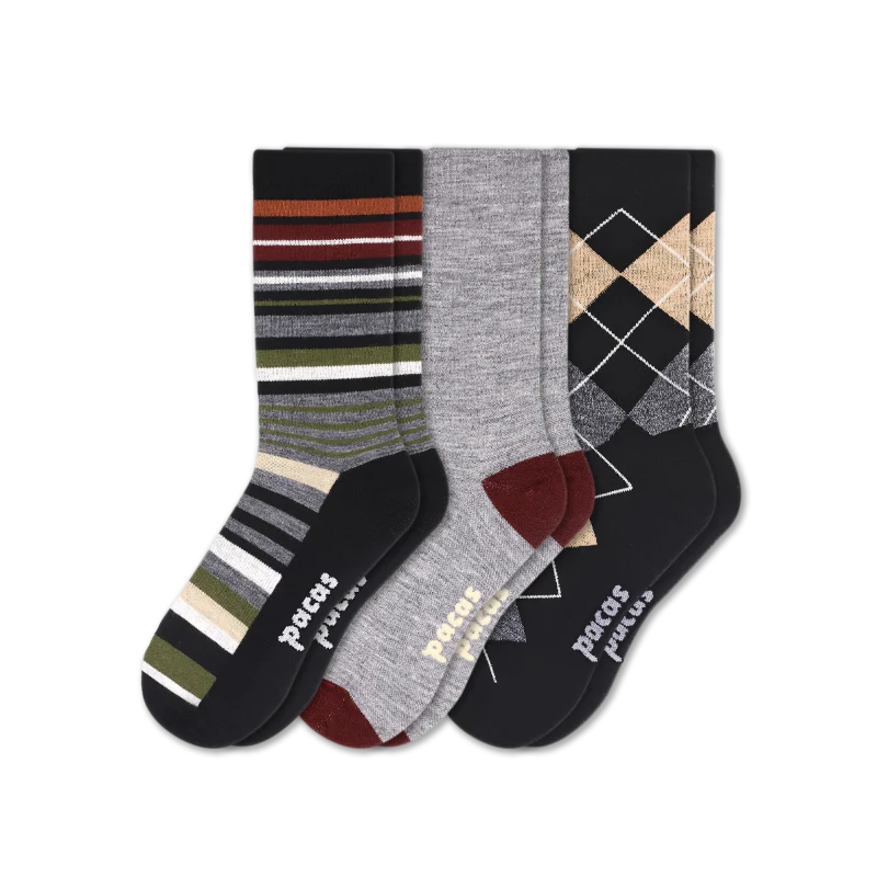 3 Pack - Men's Light-Weight Crew Pacas Socks - Image 68