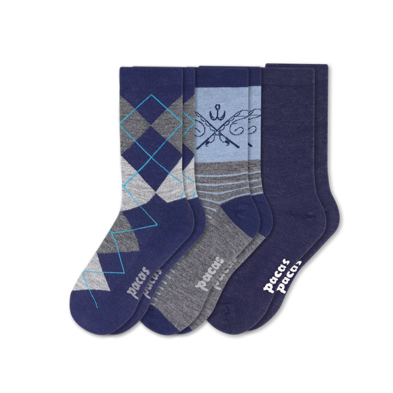 3 Pack - Men's Light-Weight Crew Pacas Socks - Image 74
