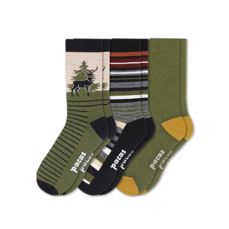 3 Pack - Men's Light-Weight Crew Pacas Socks - Image 75