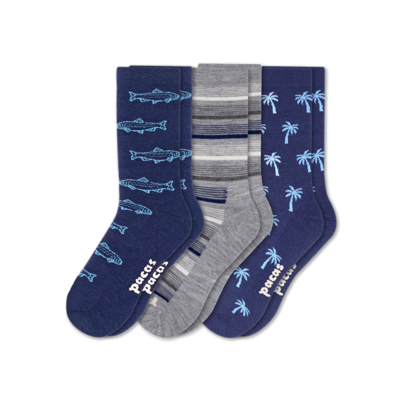3 Pack - Men's Light-Weight Crew Pacas Socks - Image 90