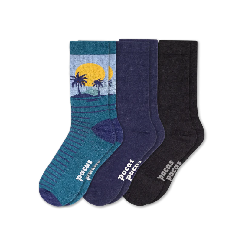 3 Pack - Men's Light-Weight Crew Pacas Socks - Image 93