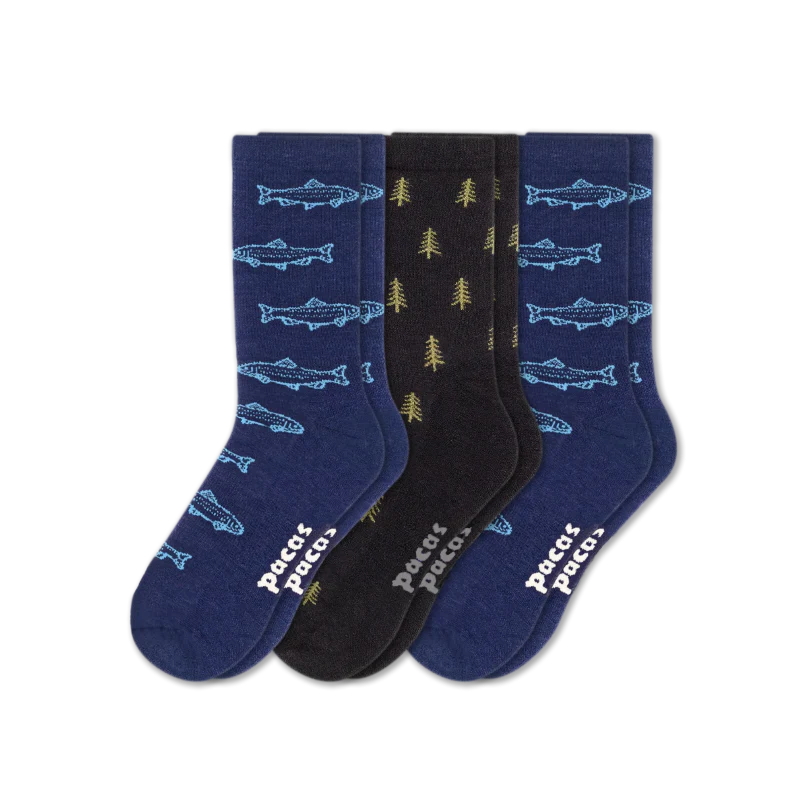 3 Pack - Men's Light-Weight Crew Pacas Socks - Image 95
