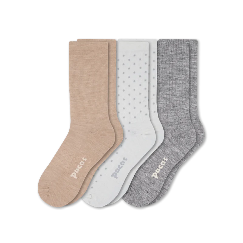 3 Pack - Women's Light-Weight Crew Pacas Socks - Image 100