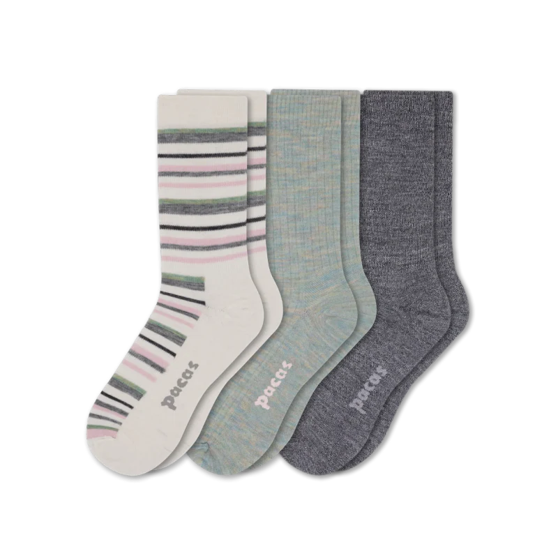 3 Pack - Women's Light-Weight Crew Pacas Socks - Image 106