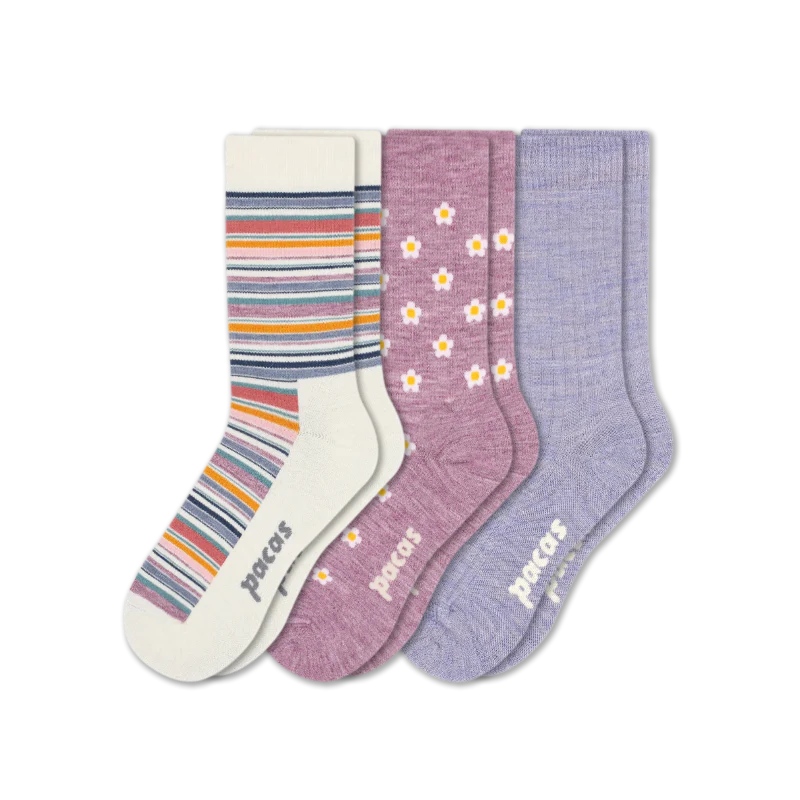 3 Pack - Women's Light-Weight Crew Pacas Socks - Image 115