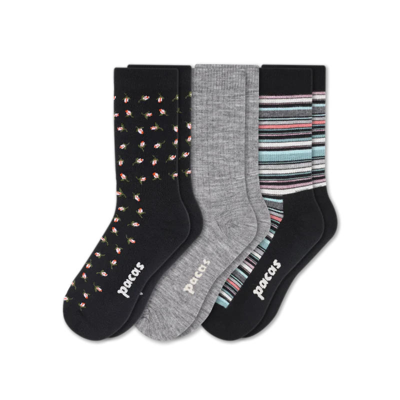 3 Pack - Women's Light-Weight Crew Pacas Socks - Image 116