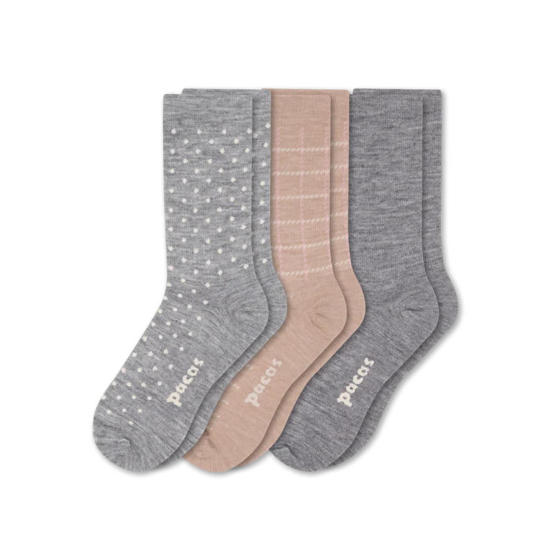 3 Pack - Women's Light-Weight Crew Pacas Socks - Image 126