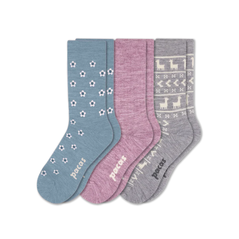 3 Pack - Women's Light-Weight Crew Pacas Socks - Image 155