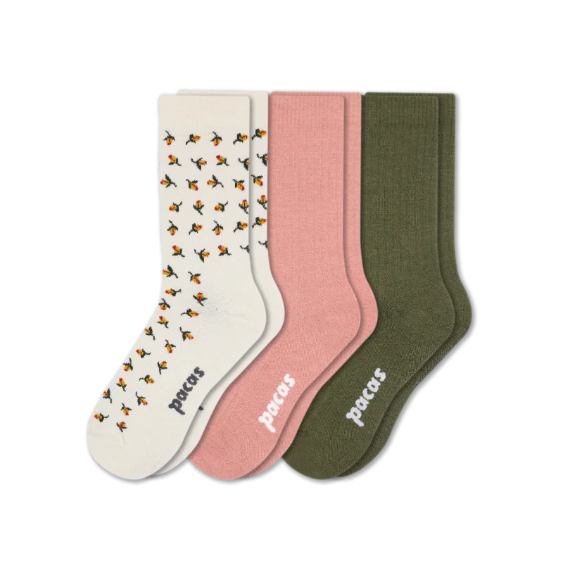 3 Pack - Women's Light-Weight Crew Pacas Socks - Image 156