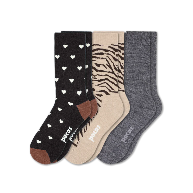 3 Pack - Women's Light-Weight Crew Pacas Socks - Image 159