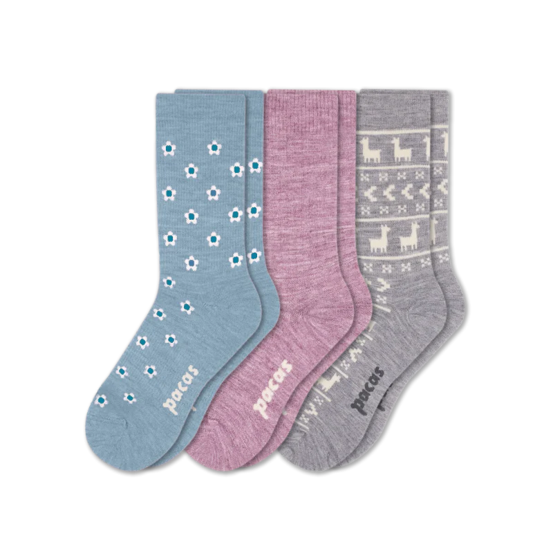 3 Pack - Women's Light-Weight Crew Pacas Socks - Image 165