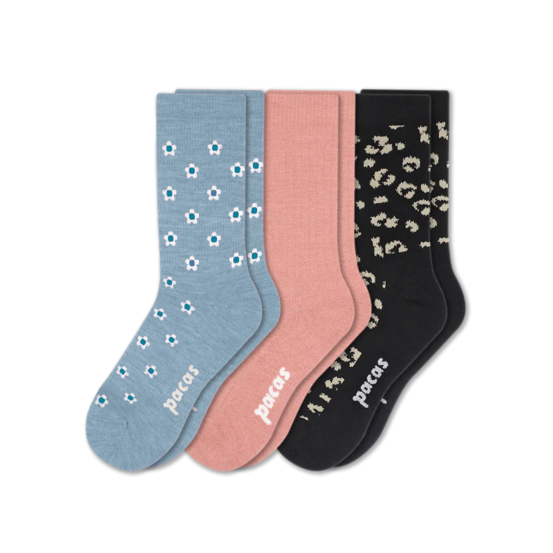 3 Pack - Women's Light-Weight Crew Pacas Socks - Image 166