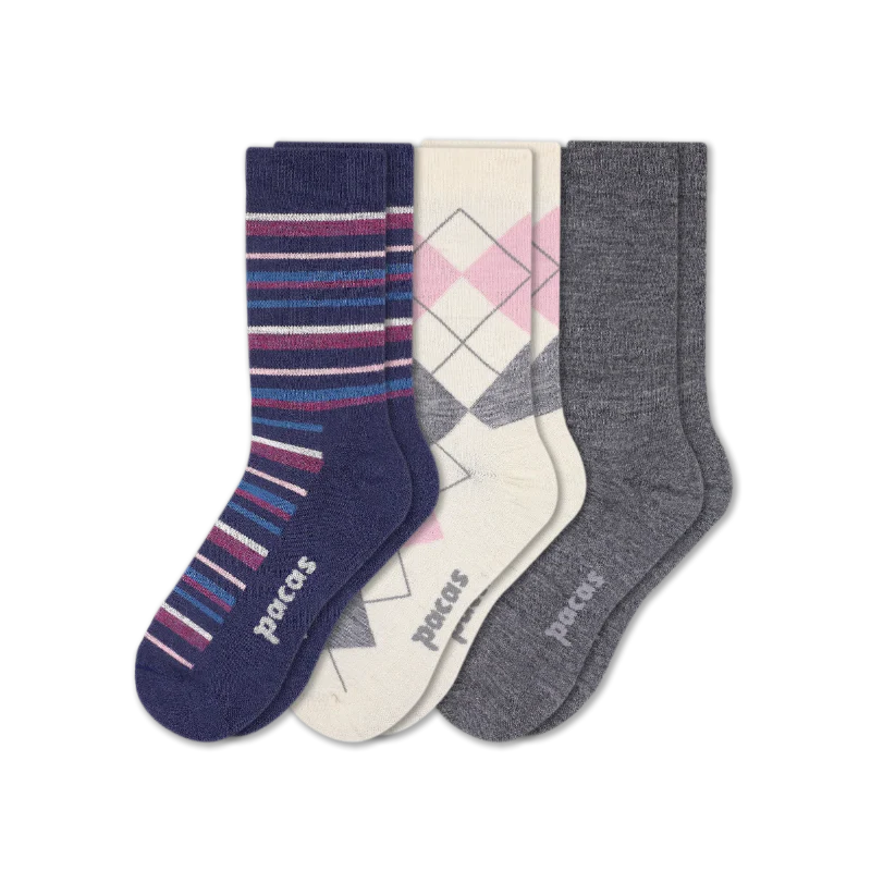 3 Pack - Women's Light-Weight Crew Pacas Socks - Image 170