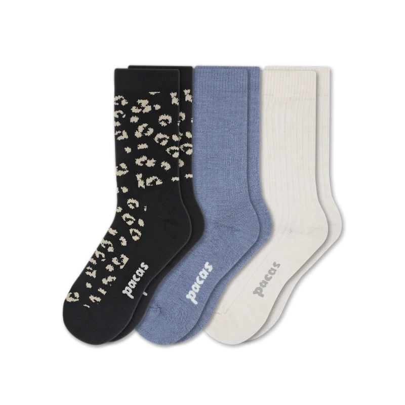 3 Pack - Women's Light-Weight Crew Pacas Socks - Image 172