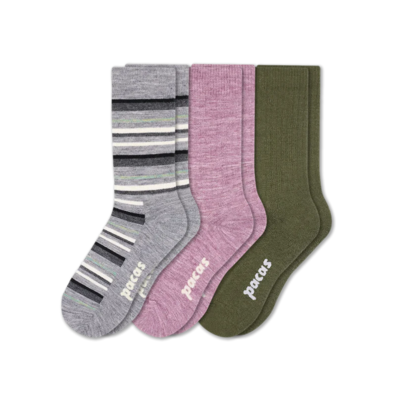 3 Pack - Women's Light-Weight Crew Pacas Socks - Image 174