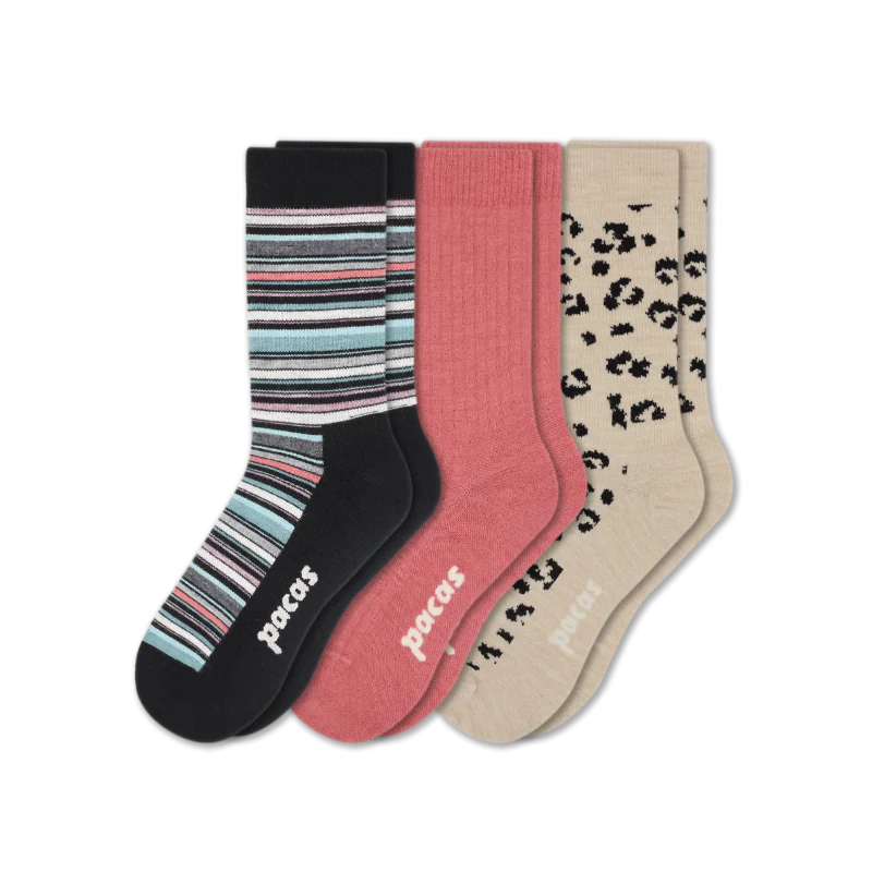 3 Pack - Women's Light-Weight Crew Pacas Socks - Image 175