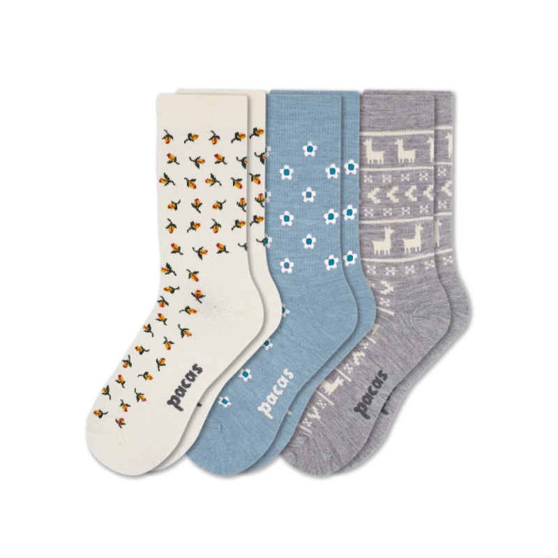 3 Pack - Women's Light-Weight Crew Pacas Socks - Image 176