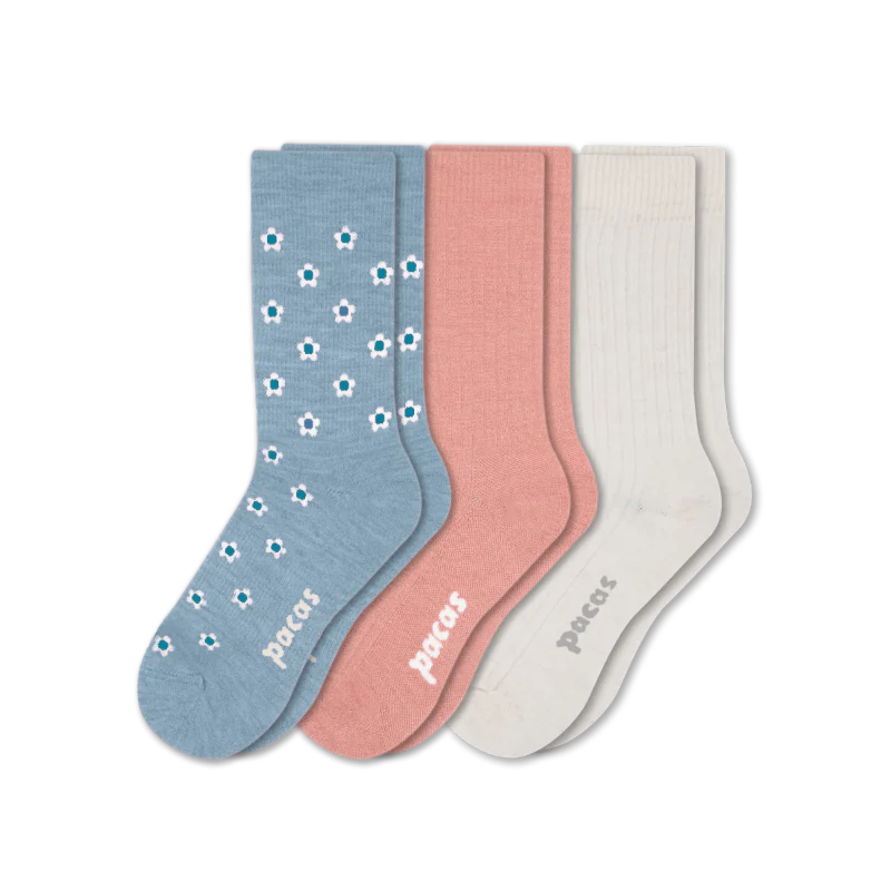 3 Pack - Women's Light-Weight Crew Pacas Socks - Image 179