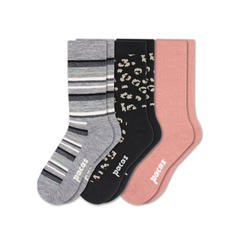 3 Pack - Women's Light-Weight Crew Pacas Socks - Image 182