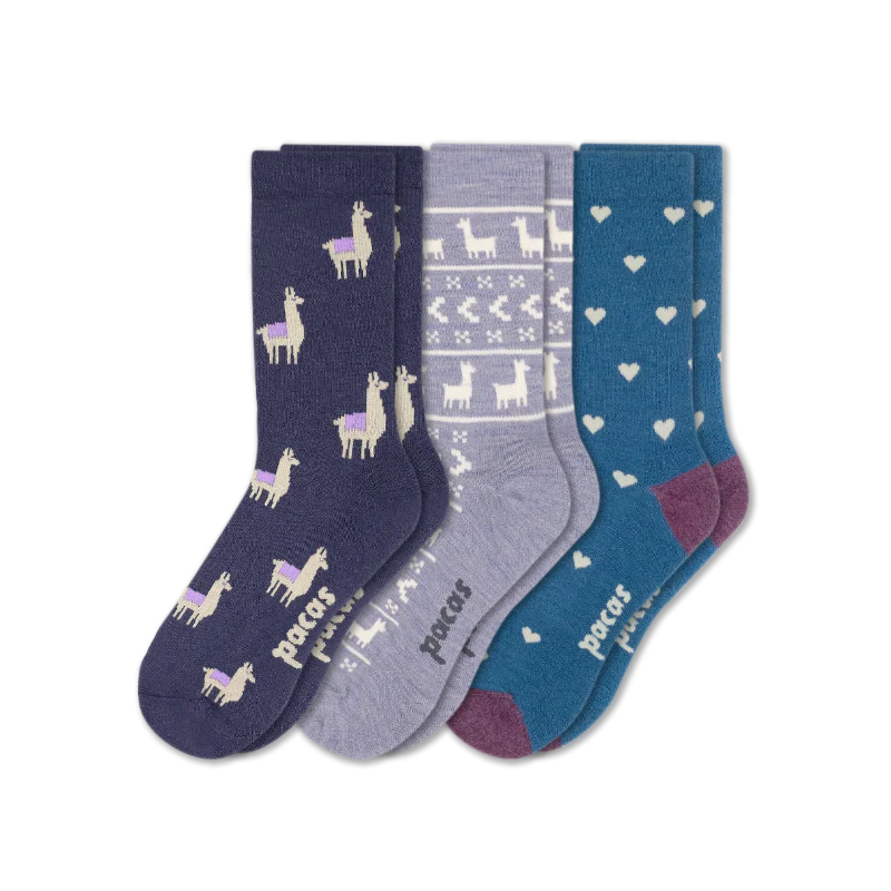 3 Pack - Women's Light-Weight Crew Pacas Socks - Image 186