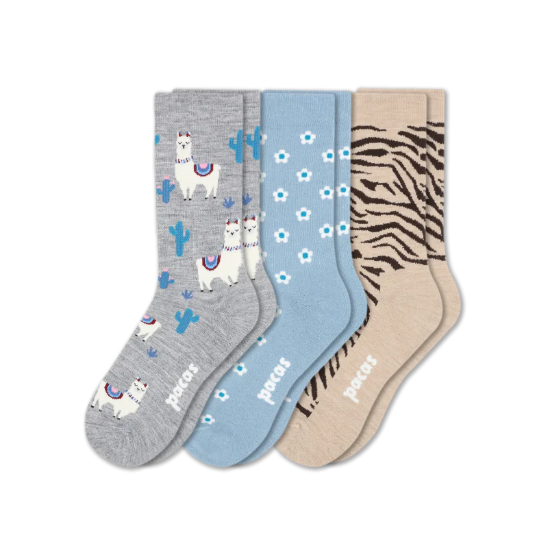 3 Pack - Women's Light-Weight Crew Pacas Socks - Image 188