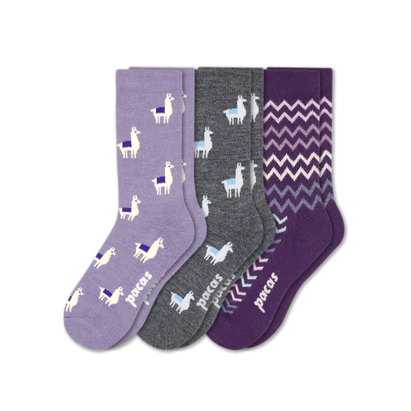 3 Pack - Women's Light-Weight Crew Pacas Socks - Image 190