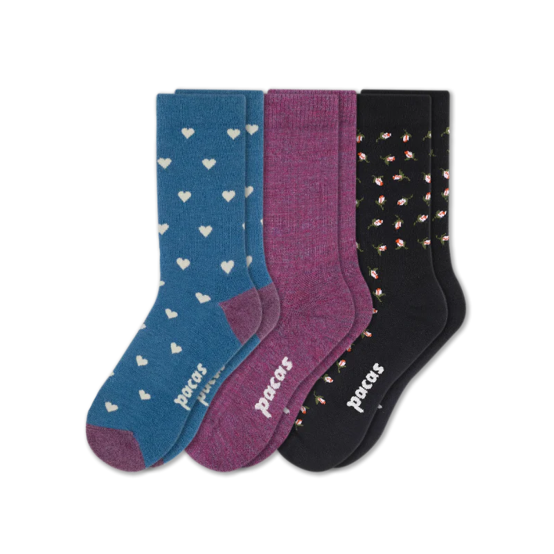 3 Pack - Women's Light-Weight Crew Pacas Socks - Image 202