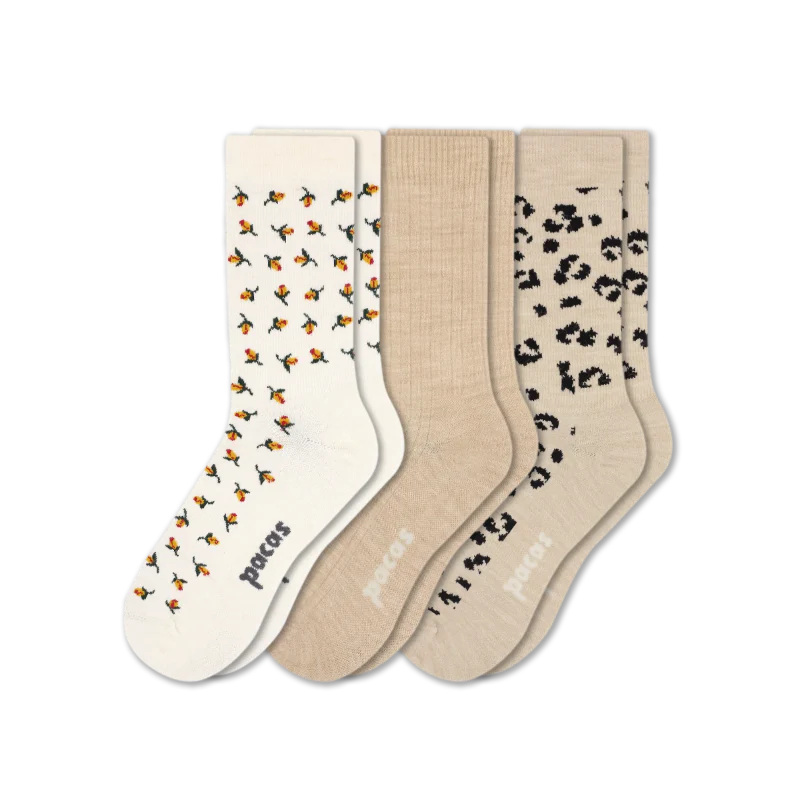 3 Pack - Women's Light-Weight Crew Pacas Socks - Image 25