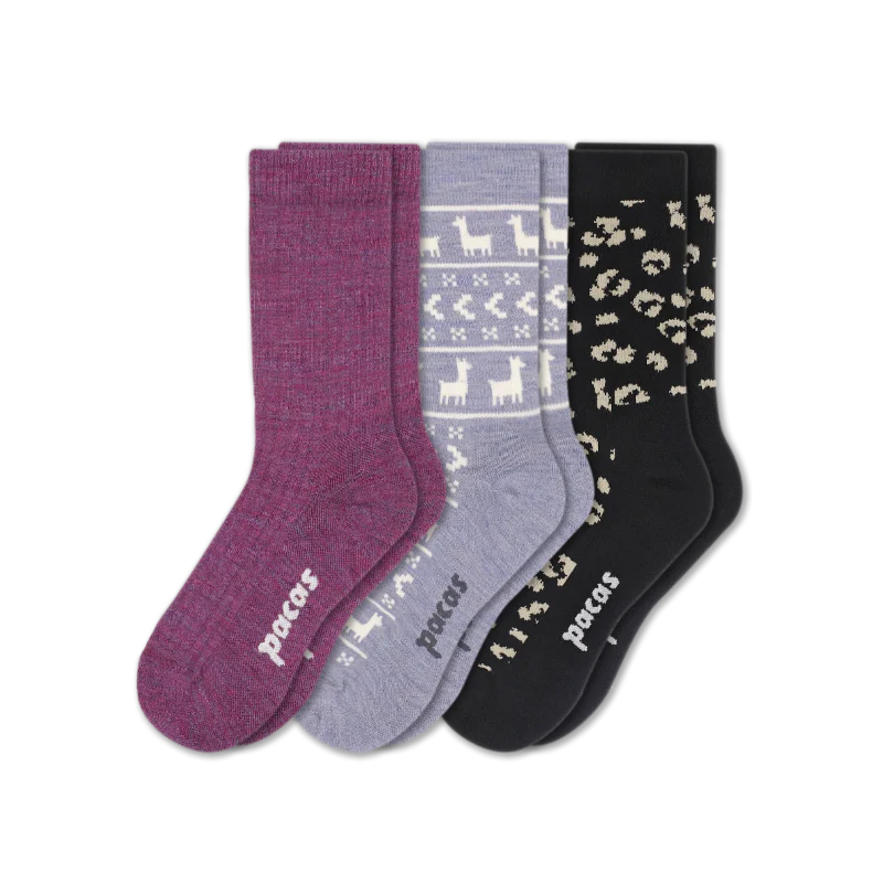 3 Pack - Women's Light-Weight Crew Pacas Socks - Image 45