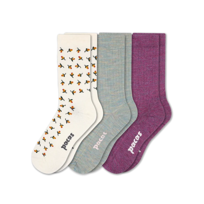 3 Pack - Women's Light-Weight Crew Pacas Socks - Image 46