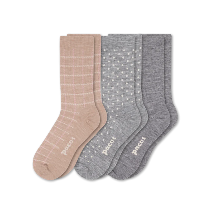 3 Pack - Women's Light-Weight Crew Pacas Socks - Image 77