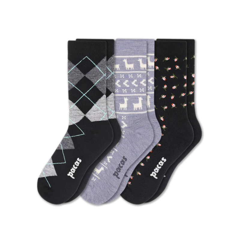 3 Pack - Women's Light-Weight Crew Pacas Socks - Image 79