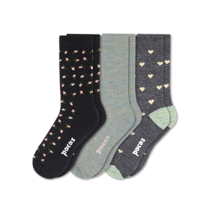 3 Pack - Women's Light-Weight Crew Pacas Socks - Image 82