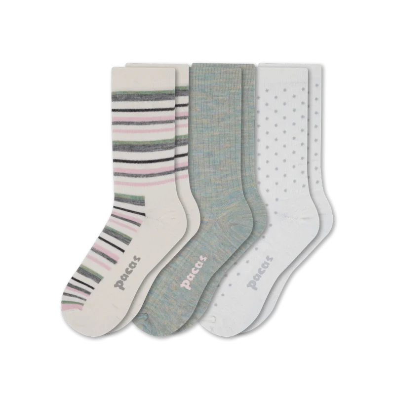 3 Pack - Women's Light-Weight Crew Pacas Socks - Image 87