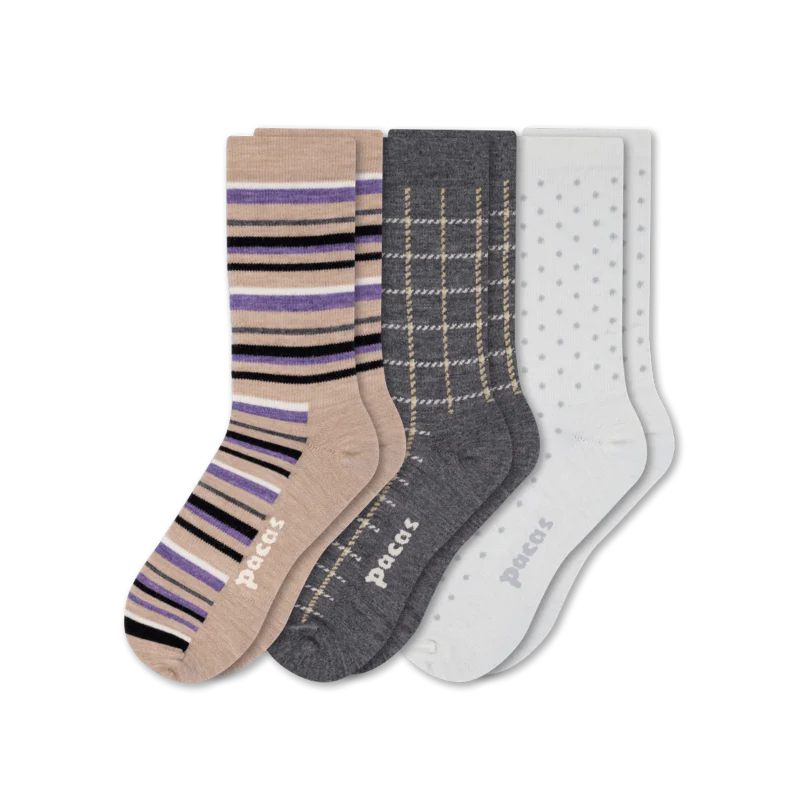 3 Pack - Women's Light-Weight Crew Pacas Socks - Image 92