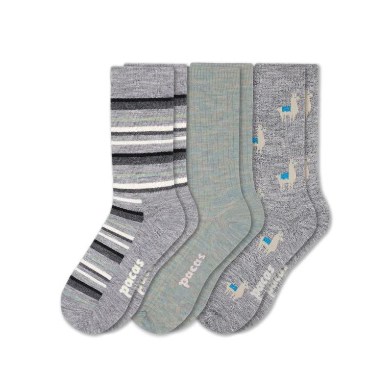 3 Pack - Women's Light-Weight Crew Pacas Socks - Image 95