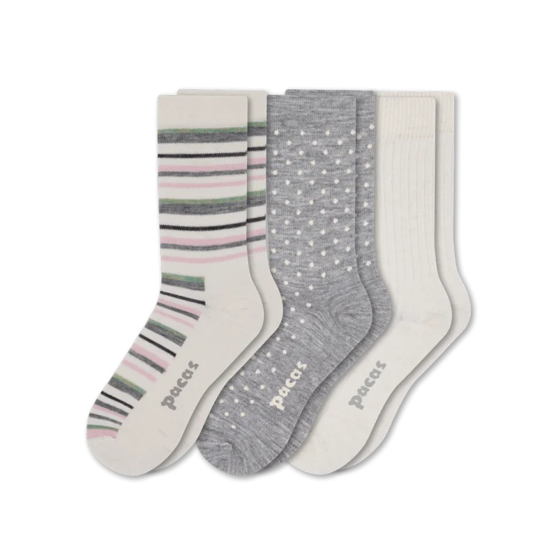 3 Pack - Women's Light-Weight Crew Pacas Socks - Image 96