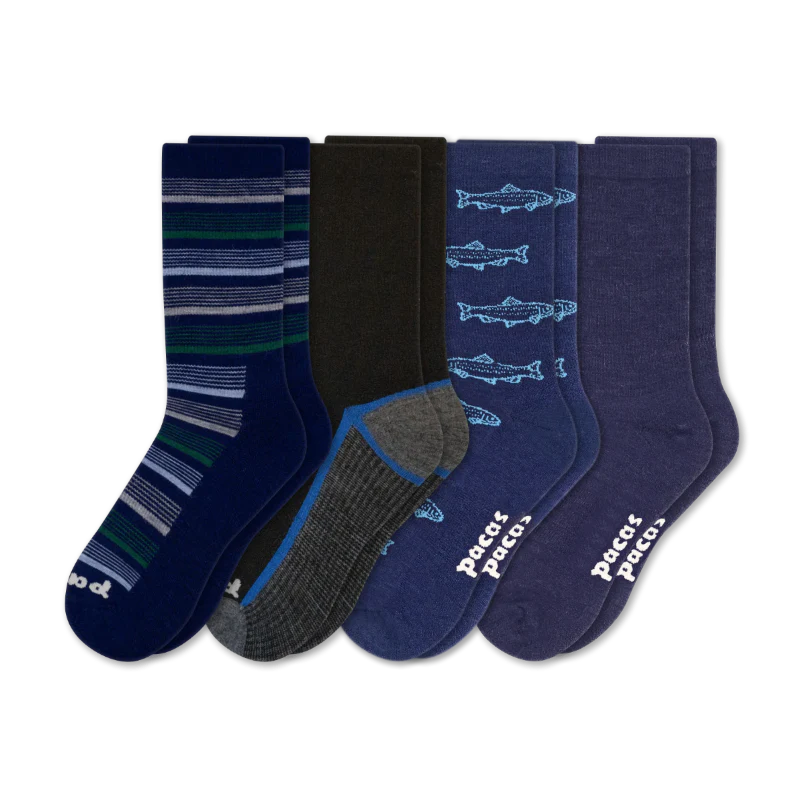 4 Pack - Men's Light-Weight Crew Pacas Socks - Image 103