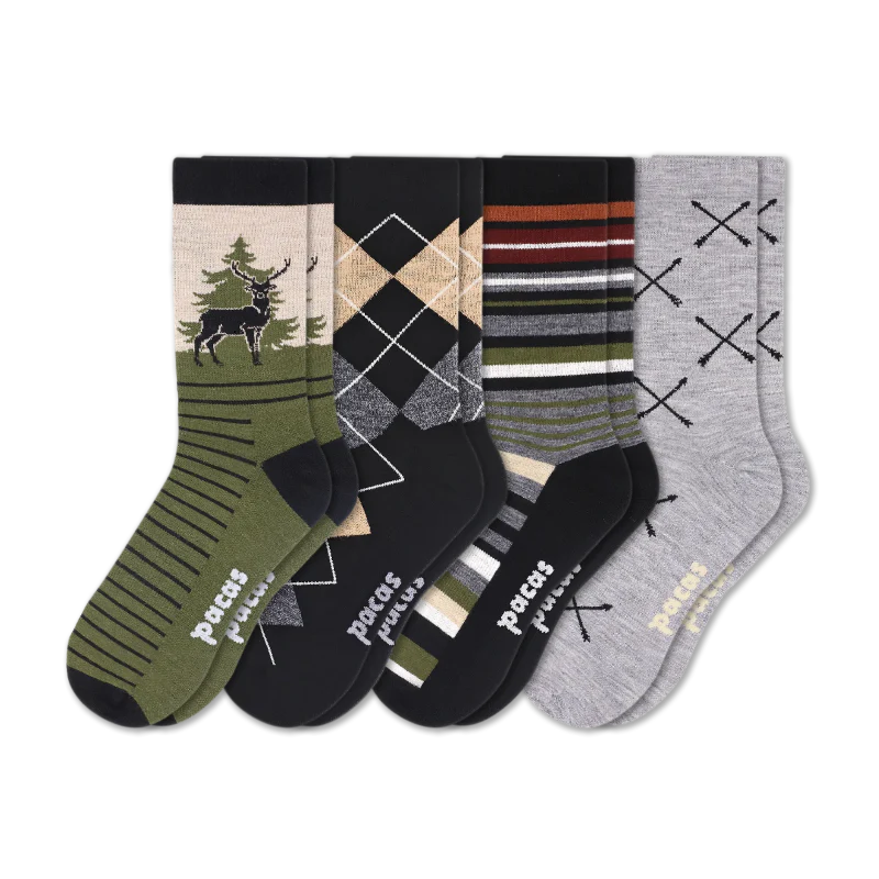 4 Pack - Men's Light-Weight Crew Pacas Socks - Image 114