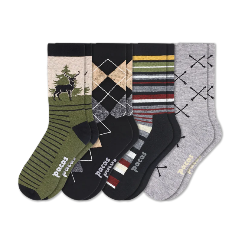 4 Pack - Men's Light-Weight Crew Pacas Socks - Image 117
