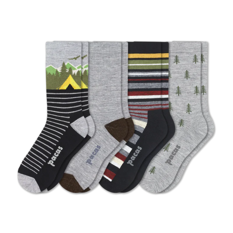 4 Pack - Men's Light-Weight Crew Pacas Socks - Image 124