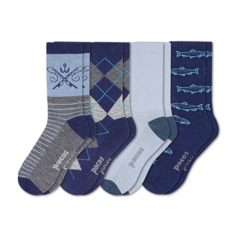 4 Pack - Men's Light-Weight Crew Pacas Socks - Image 125