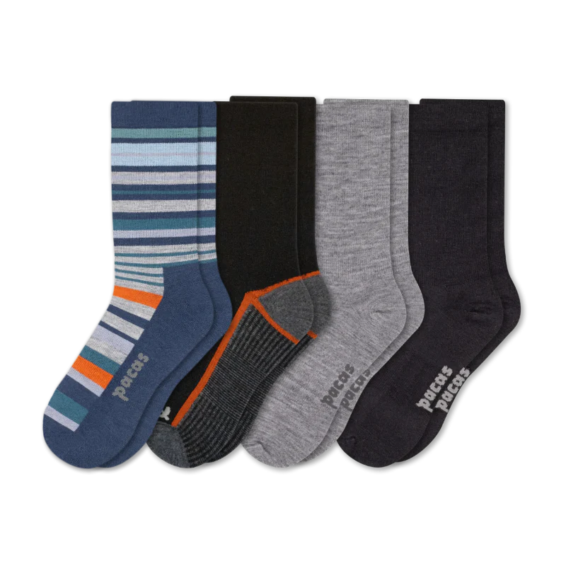 4 Pack - Men's Light-Weight Crew Pacas Socks - Image 126
